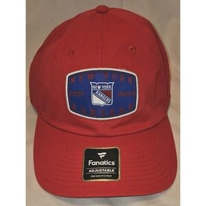 NWT NHL Fanatics New York Rangers Core Primary Logo Adjustable Red Hat Hockey